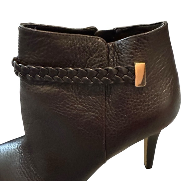 Ann Taylor Jo Braided Pebble Leather Ankle Stiletto Deep Brandywine Size 9.5 - Picture 8 of 11